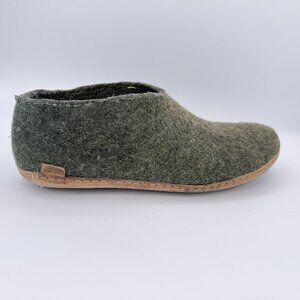 Glerups Green Wool Shoe Slippers Leather Sole Unisex EU 46